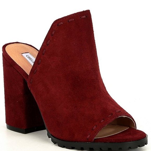 suede block heel mules